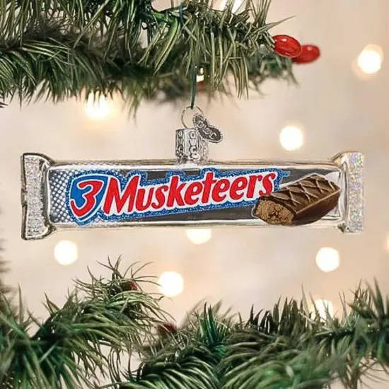 Old World Christmas 1.5 Inch 3 Musketeers Christmas Tree Ornament , Candy Bar Silver {3}