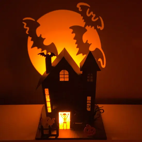 Haute Decor Halloween Haunted House with Bat Projection {2}