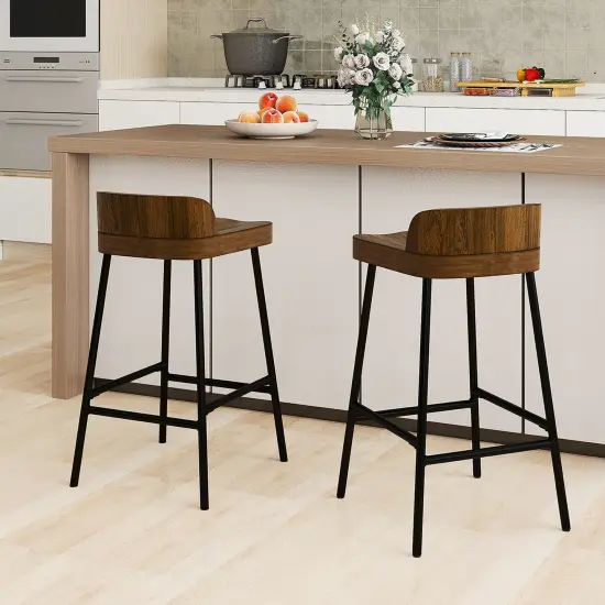Costway Industrial Bar Stool 24.5" Saddle Seat Kitchen Dining Stool with Low Back {5}
