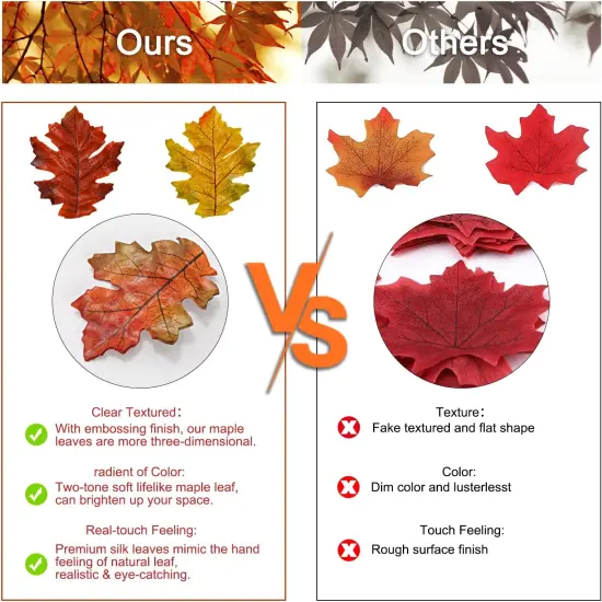 500PCS Artificial Autumn Oak Fall Leaves(5 Colors and 2 Sizes) {2}