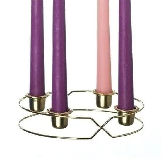 Metal 6.5 inch Advent wreath holder with candles {3}
