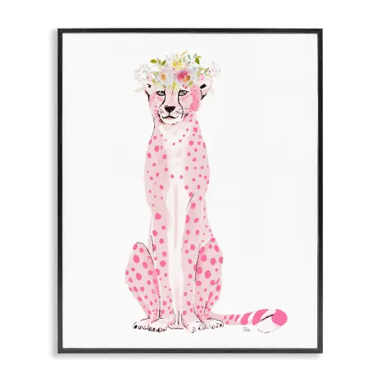 Stupell Industries Pink Leopard Floral Garland Framed Giclee Design By Patricia Pinto {1}
