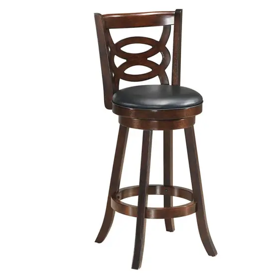 Costway Set of 2 Bar Stools 29'' Height Wooden Swivel Backed Dining Chair Home Kitchen {6}