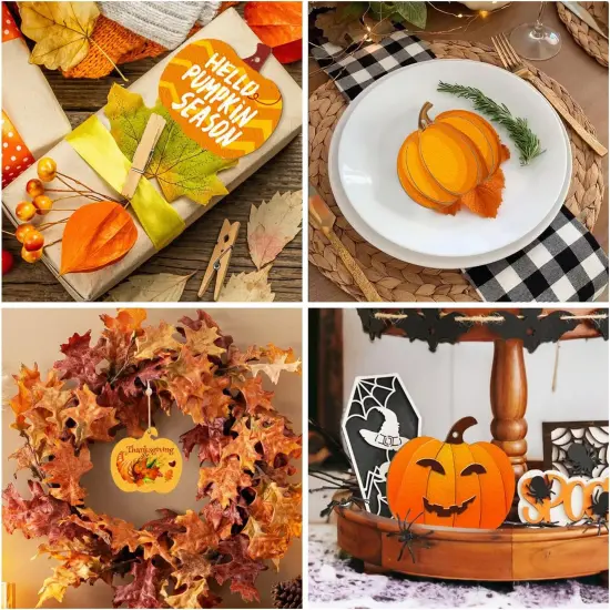 36PCS 3.5 inches, DIY Blank Unfinished Pumpkin Ornament （4 Style） {5}