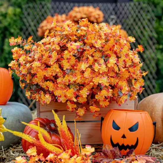 Artificial Fall Flowers Outdoor Fake Mums - 12 Bundles {3}