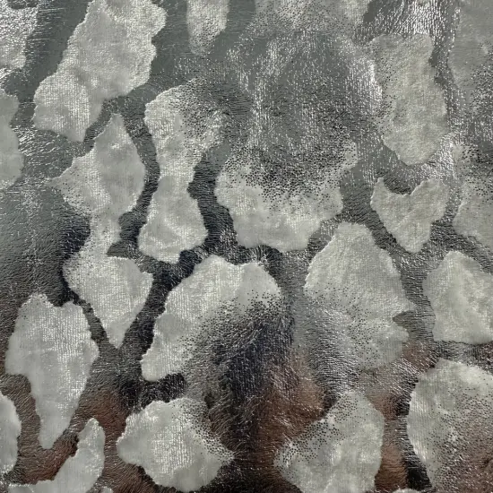 1 Yard Aphetic Cloud Foil Stretch Polyester Spandex Fabric 56" Wide White Gold {6}