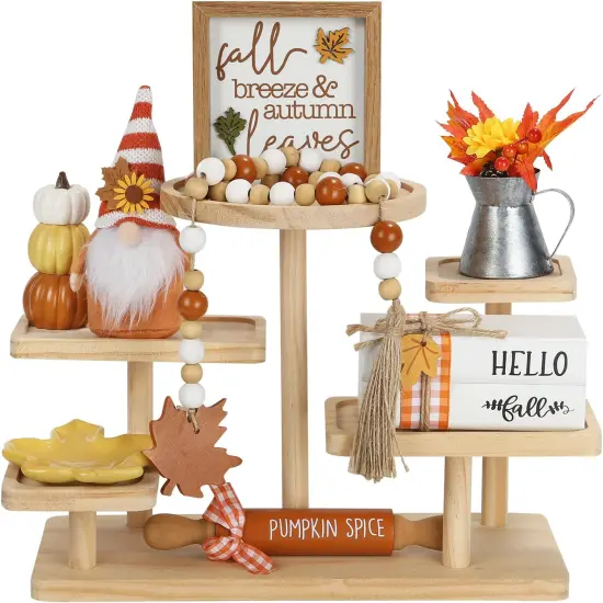 Fall Decorations, 8 PCS Fall Tiered Tray Decor Set, Thanksgiving Harvest {1}