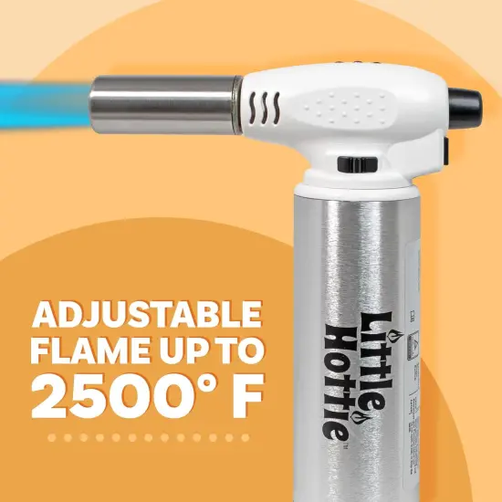 Little Hottie Kitchen Butane Torch &ndash; Power Bolt Silver, 6.75" Freestanding Torch with Adjustable 2500&deg;F Flame, Lightweight, Refillable (Butane Gas Not Included) {4}
