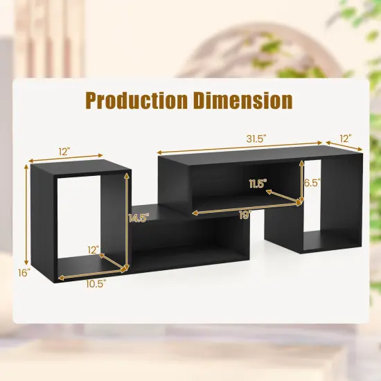 Costway 2 PCS Adjustable TV Stands with Storage Cubes for TVs up to 55 Inches Cabinets White/Black {3}