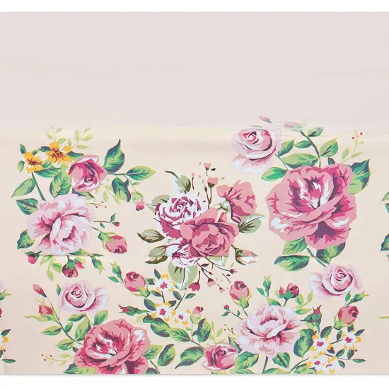 3 Pack Floral Pink Rose Tablecloth, Plastic Table Cover for Wedding, Birthday Party Decorations (54 x 108 in) {6}
