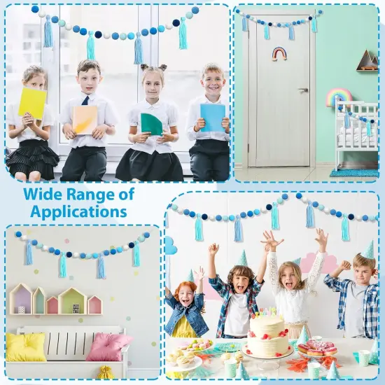 3Pcs Blue Pom Pom Garland {5}