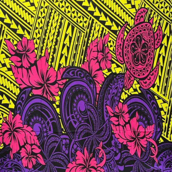 Multicolor Polynesian Tattoo Polyester Sarong 72" L x 45" W Gray {3}