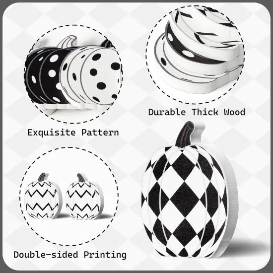 4PCS Fall Pumpkin Wood Centerpiece Table Decor (Double Printed) {2}