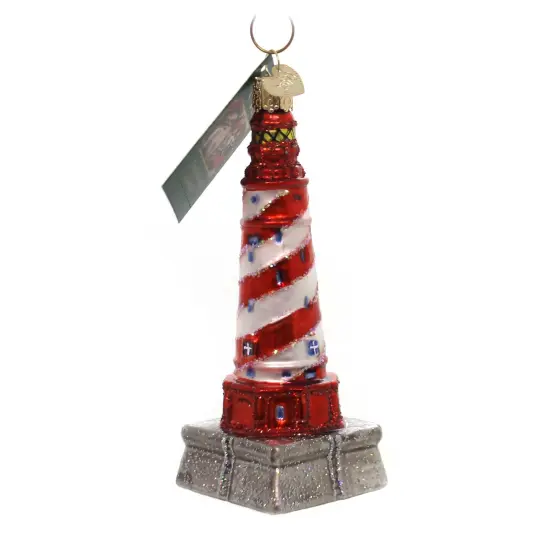 Old World Christmas 5.0 Inch White Shoal Lighthouse Tree Ornament , Mackinaw Red {2}