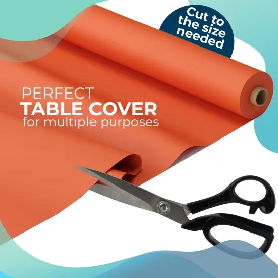 Exquisite Plastic Table Cover Roll &ndash; 40" x 300' Disposable Tablecloth Roll &ndash; Premium Thick 0.5 MIL Plastic Banquet Roll &ndash; Party Table Cover Roll for Events & Catering Orange {4}