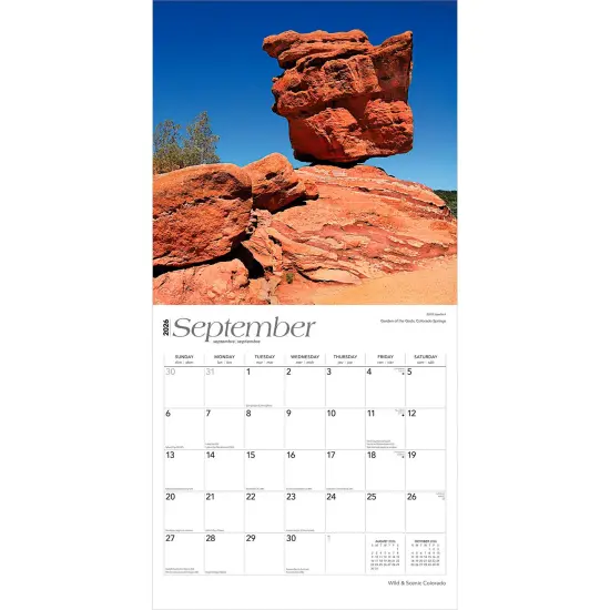 Colorado Wild & Scenic | 2026 12 x 24 Inch (Hanging) Monthly Square Wall Calendar | Plastic-Free {4}