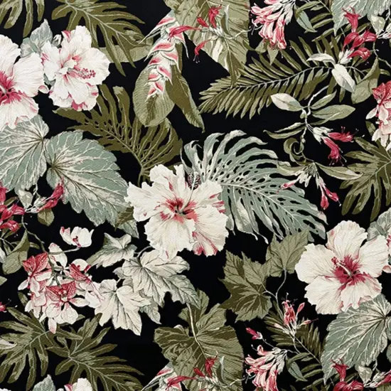 1 Yard Vintage Tropical Garden Upholstery Cotton Fabric 56-58 Inches Wide {1}