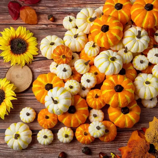72 Pcs Mini Pumpkins Fall Decoration {3}