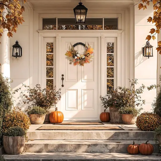 18'' Fall Door Wreath with Lights Cute Owl for Harvest Decor {4}