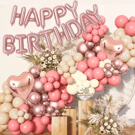 Happy Birthday Balloon Banner Rose Gold - Rose Gold {3}