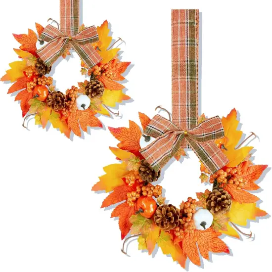 Small Fall Wreath - 2PCS - (Orange) {1}