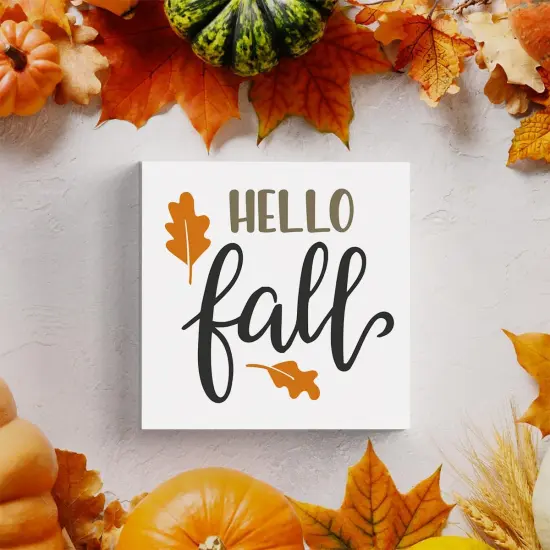 Fall Wooden Box Sign for Tiered Tray - 5.1 X 5.1 Inch {2}