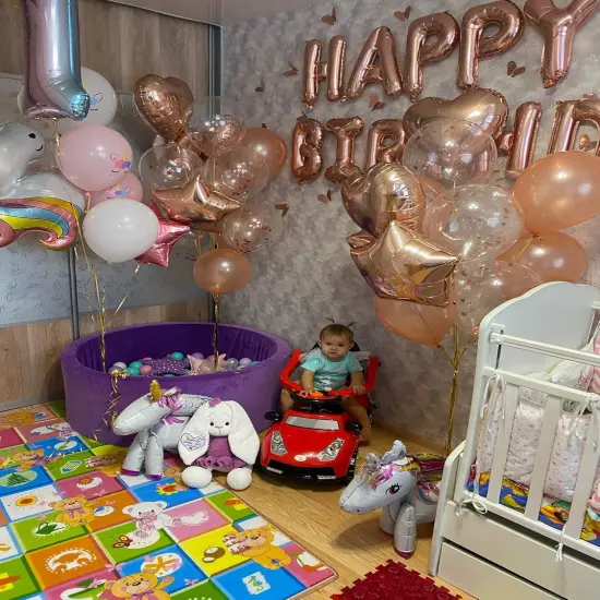 28Pcs Rose Gold Balloon Happy Birthday Party Decorations {4}