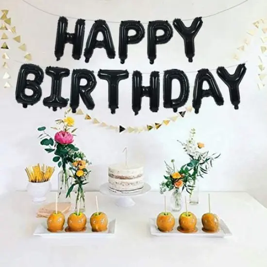 Black Happy Birthday Foil Balloons Banner {4}