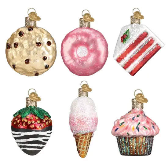 Old World Christmas 1.75 In Mini Dessert Set Christmas Tree Ornament , Donut Cake Ice Cream Ornament Multicolored {2}