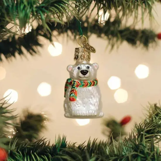 Old World Christmas 2.0 Inch Mini Polar Bear Christmas Tree Ornament , Ornament White Artic Habitat {3}