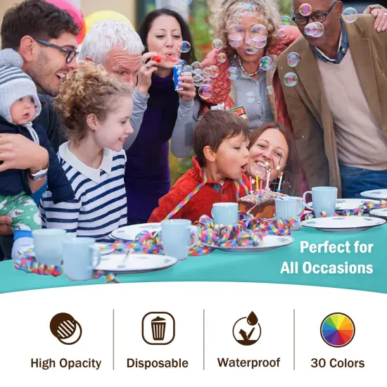 Exquisite Disposable Round Plastic Tablecloths &ndash; 6 Pack 84" Disposable Table Cloths &ndash; Indoor/Outdoor Party Tablecloth &ndash; Round Plastic Table Cover for Events & Party Supplies Aqua {3}