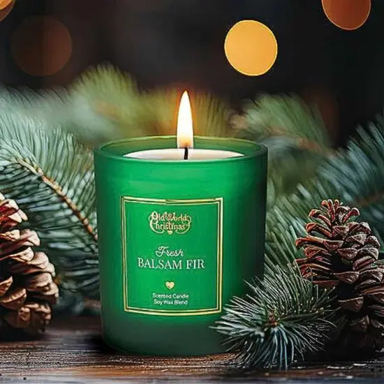 Old World Christmas 3.5 Inch Fresh Balsam Fir Scented Candle Christmas Flame Candle , Christmas Decor Green Pineapple Cedar Musk {3}