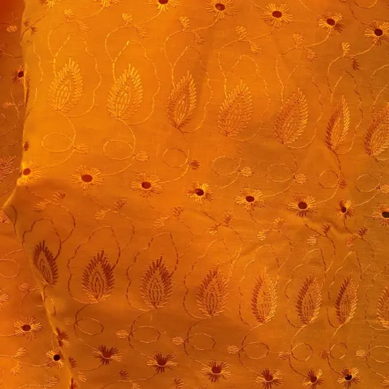 1 Yard Orange Medium Eyelet Fabric with Double Border and Soft Feel 41/42 Inches Wide {1}