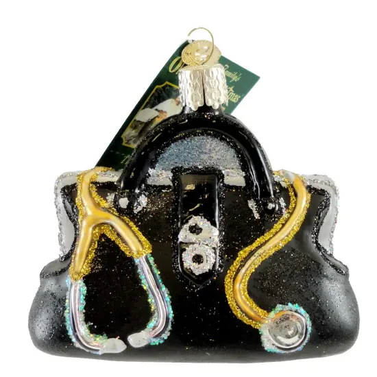 Old World Christmas 2.75 In Doctors Bag Christmas Tree Ornament , Ornament Dr Medical Black {2}