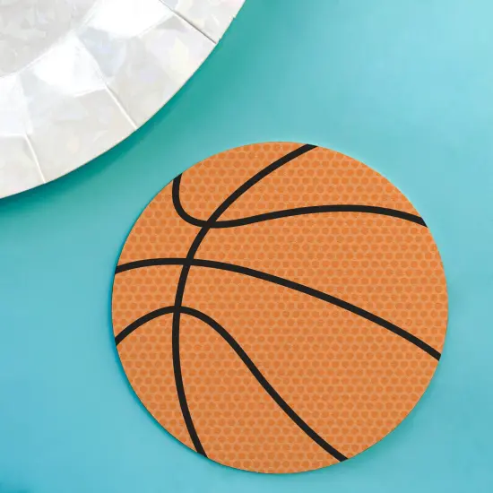 Big Dot of Happiness 25 Ct Basketball Drink Coasters, 4-Inch Disposable Round Paper Coasters for Birthday Party, Cocktail Table Decor for Bar Drinks {3}