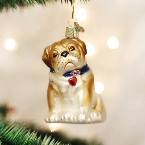 Old World Christmas 5.5 Inch Bull Pup Christmas Tree Ornament , Dog Ornament Best Friend Multicolored {3}