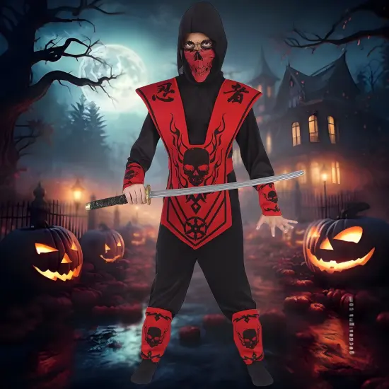 Ninja Warrior Outfit in Red & Black Kids&rsquo; Costume {1}
