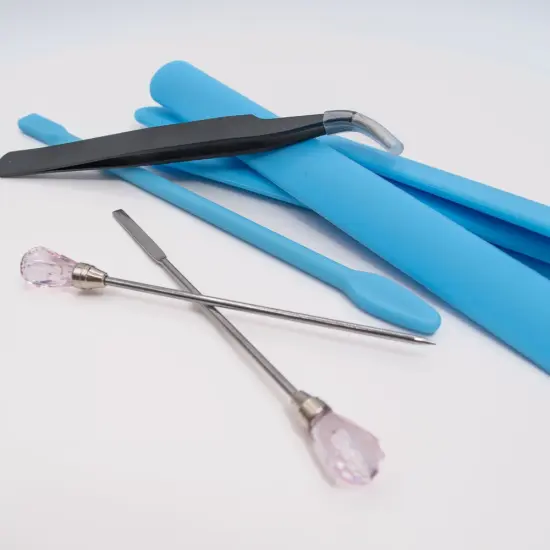 Alumilite 8 Piece Reusable Resin Craft Tool Set - (4 silicone stir sticks, 1 silicone spatula, 1 tweezer, 1 Jewel Spreader Rod, 1 Jewel Needle Rod) {2}