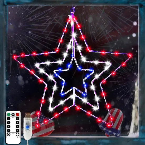 14.2In 4th of July Patriotic Star Lights Decorations, Red White and Blue {1}