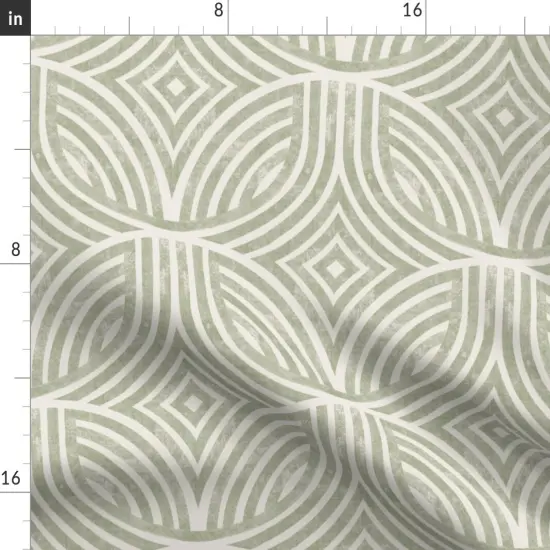 Various Fabrics by the Yard or Fat Quarter Art Deco Geometric Lines Arch Green Faux Distressing Modern Farmhouse Japandi Scandi Mcm Minimalist Tile Mid Century Large Scale Diamond Oval Custom Printed Fabric by Spoonflower {2}