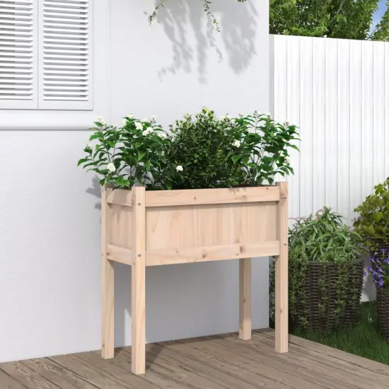 vidaXL Garden Planter with Legs 27.6"x12.2"x27.6" Solid Wood Pine {1}