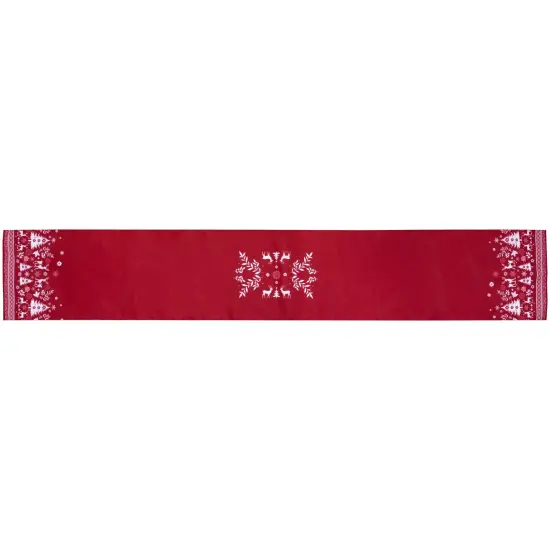 Northlight Reindeer and Snowflakes Rectangular Christmas Table Runner - 90" Red {3}