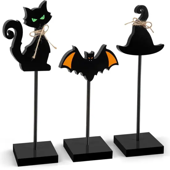 3 Pieces Halloween Tiered Tray Decor Wooden {2}