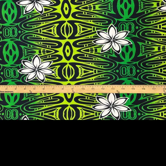 1 Yard Tiare Polynesian Geometric Cotton Fabric 36in L x 45in W Green {6}