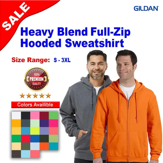 Gildan&reg; Heavy Blend Full-Zip Long Sleeve Hooded Sweatshirt Navy {2}