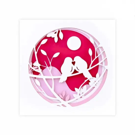 Rosa Talent Birds on a Branch - 3D Painting on Primed Fiberboard Set. Create Your DIY Decoration. 5 Layers. 11.81*11.81 inches. {1}