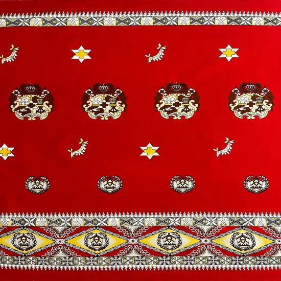 1 Yard Tonga Seal Double Border Light Barkcloth Fabric 100% Cotton, 36" L x 45" W Red {1}
