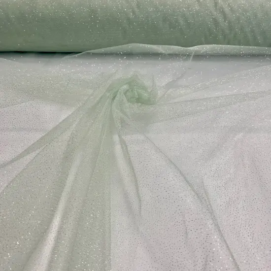 1 Yard Glitter Mesh Fabric 60" Width, 100% Polyester Sheer Sparkle for Dresses & Decor Sage {1}
