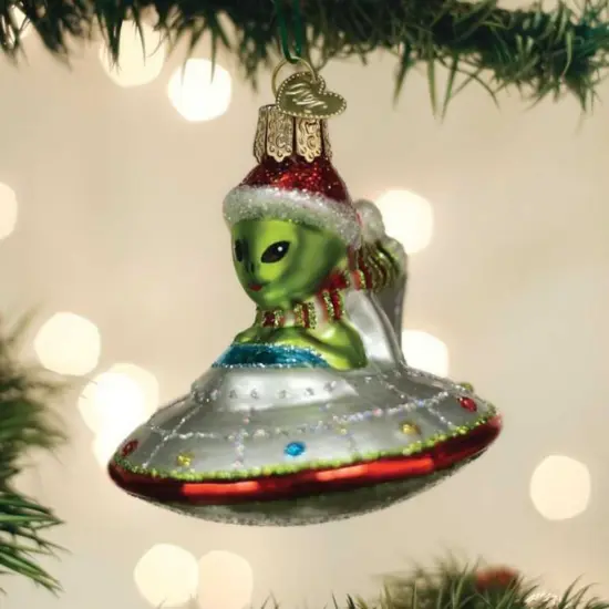 Old World Christmas 3.5 Inch Christmas Ufo Tree Ornament , Ornament Aliens Space Multicolored {2}