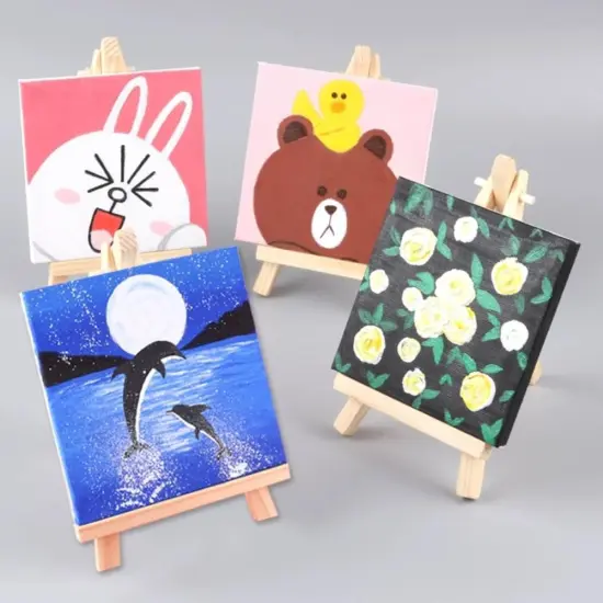 6 Pack 9 Inch Wood Easels, Easel Stand for Painting Canvases, Tripod, Kids Student Tabletop Easels for Painting, Art Craft Painting Easel Stand for Artist Adults Students {5}